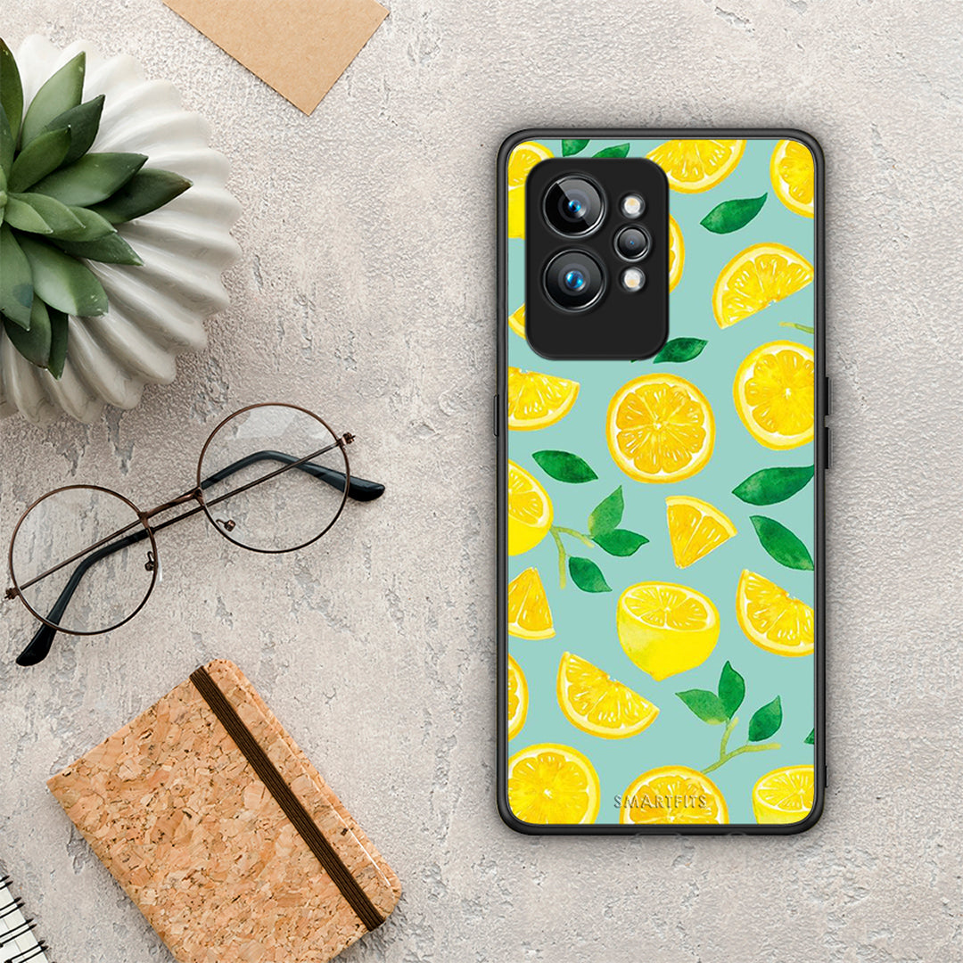 Θήκη Realme GT2 Lemons από τη Smartfits με σχέδιο στο πίσω μέρος και μαύρο περίβλημα | Realme GT2 Lemons Case with Colorful Back and Black Bezels