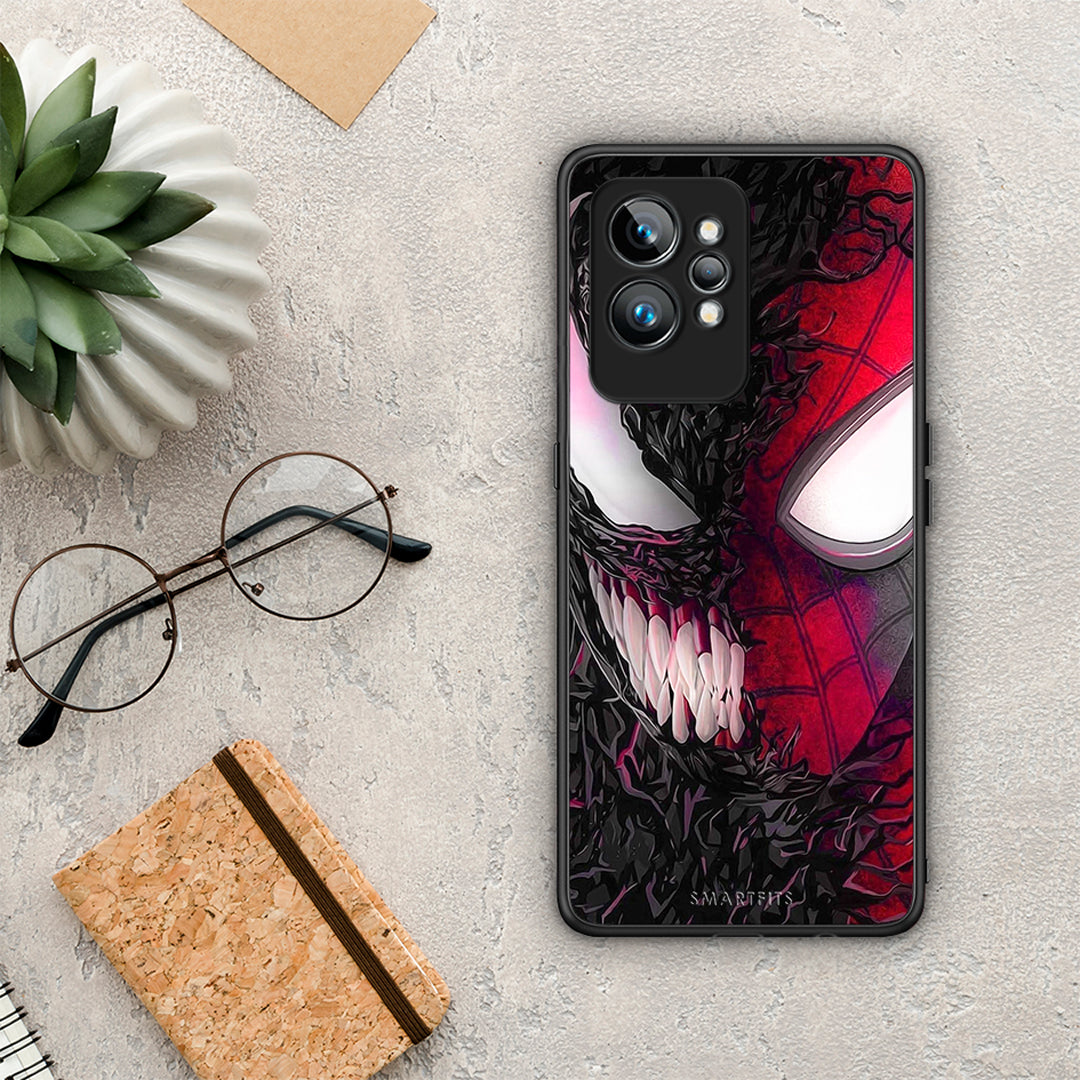 Θήκη Realme GT2 PopArt SpiderVenom από τη Smartfits με σχέδιο στο πίσω μέρος και μαύρο περίβλημα | Realme GT2 PopArt SpiderVenom Case with Colorful Back and Black Bezels