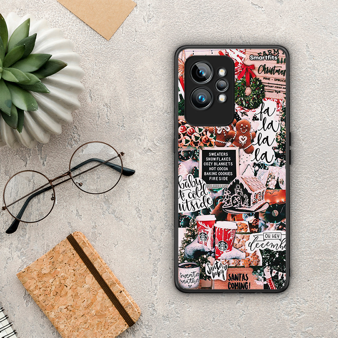 Θήκη Realme GT2 Xmas Habbits από τη Smartfits με σχέδιο στο πίσω μέρος και μαύρο περίβλημα | Realme GT2 Xmas Habbits Case with Colorful Back and Black Bezels