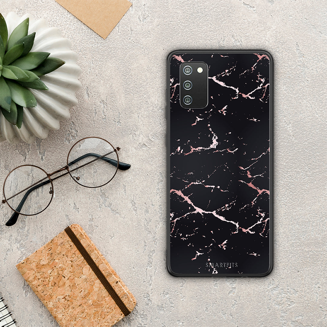 Marble Black Rosegold - Samsung Galaxy A02s / M02s / F02s θήκη