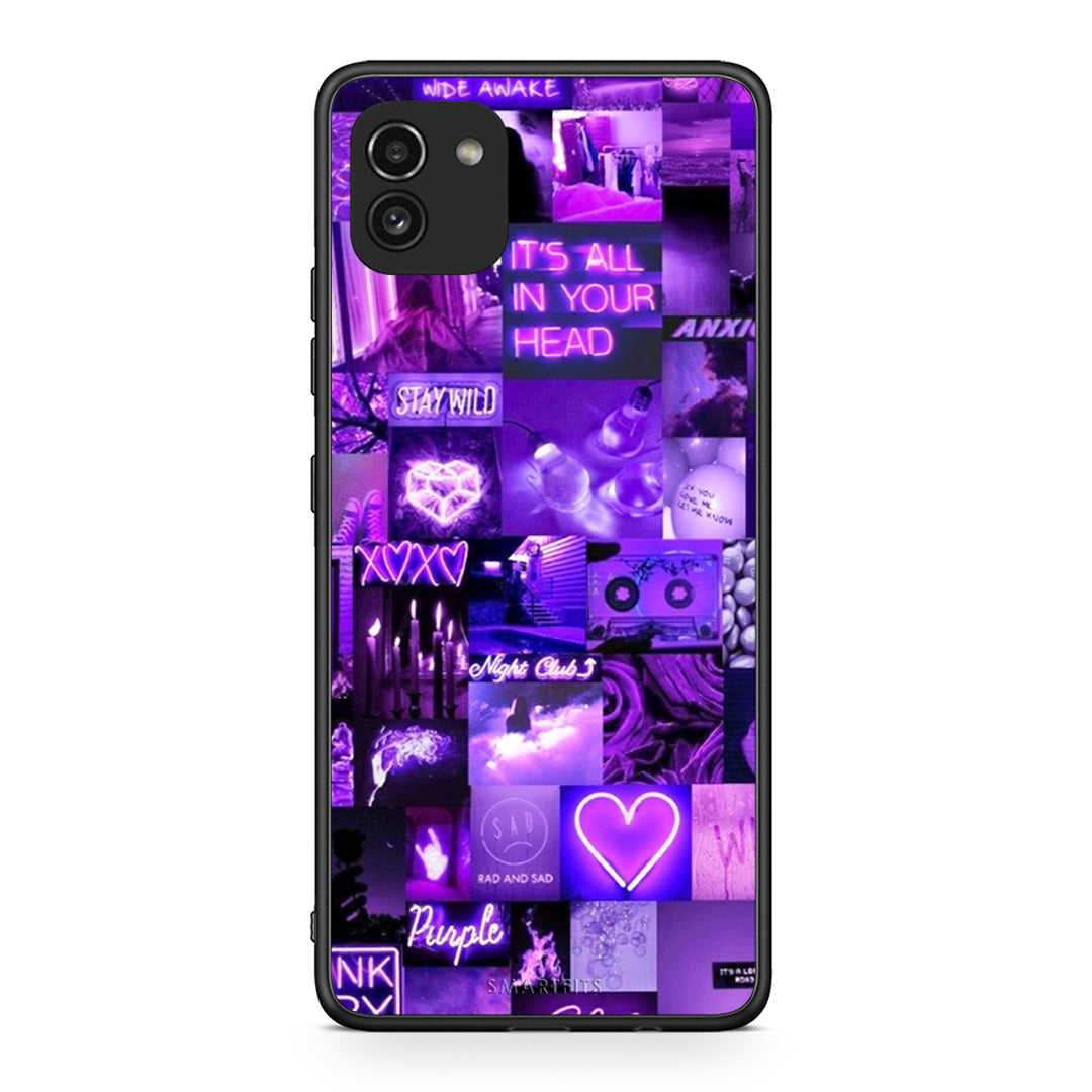 Samsung A03 Collage Stay Wild Θήκη Αγίου Βαλεντίνου από τη Smartfits με σχέδιο στο πίσω μέρος και μαύρο περίβλημα | Smartphone case with colorful back and black bezels by Smartfits