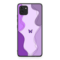 Thumbnail for Samsung A03 Purple Mariposa Θήκη Αγίου Βαλεντίνου από τη Smartfits με σχέδιο στο πίσω μέρος και μαύρο περίβλημα | Smartphone case with colorful back and black bezels by Smartfits