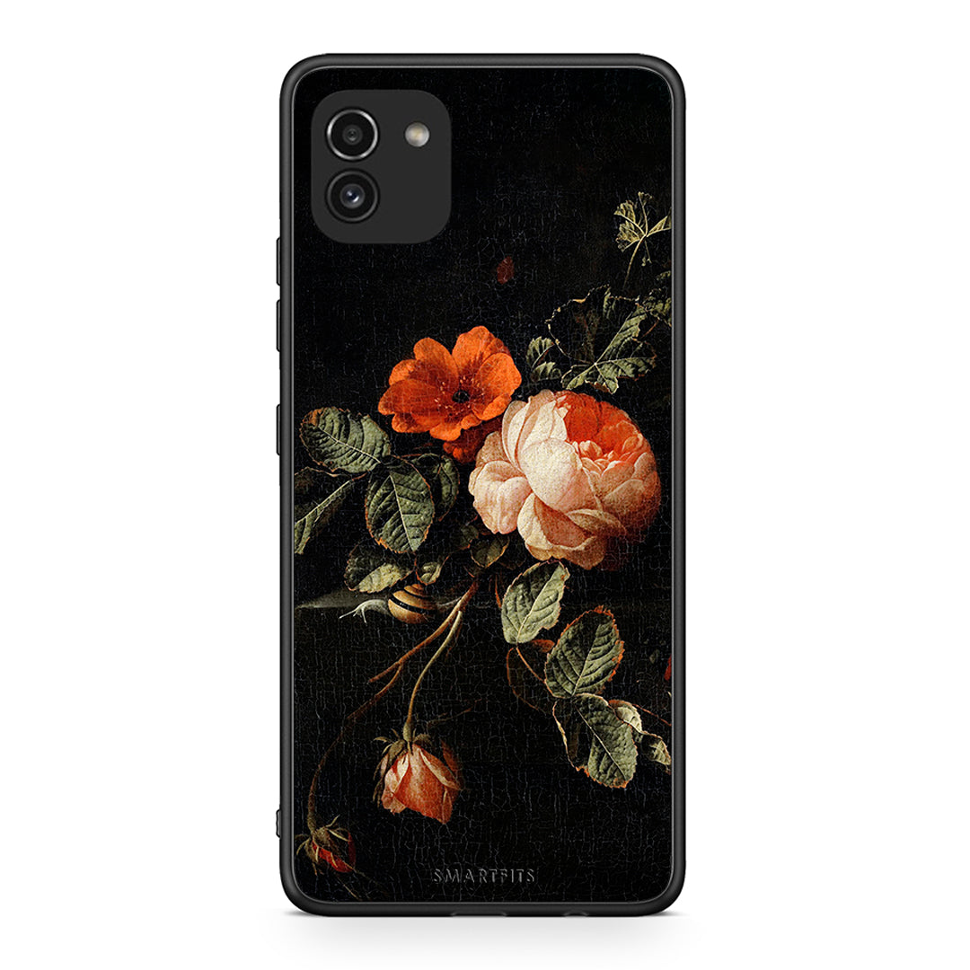 Samsung A03 Vintage Roses θήκη από τη Smartfits με σχέδιο στο πίσω μέρος και μαύρο περίβλημα | Smartphone case with colorful back and black bezels by Smartfits