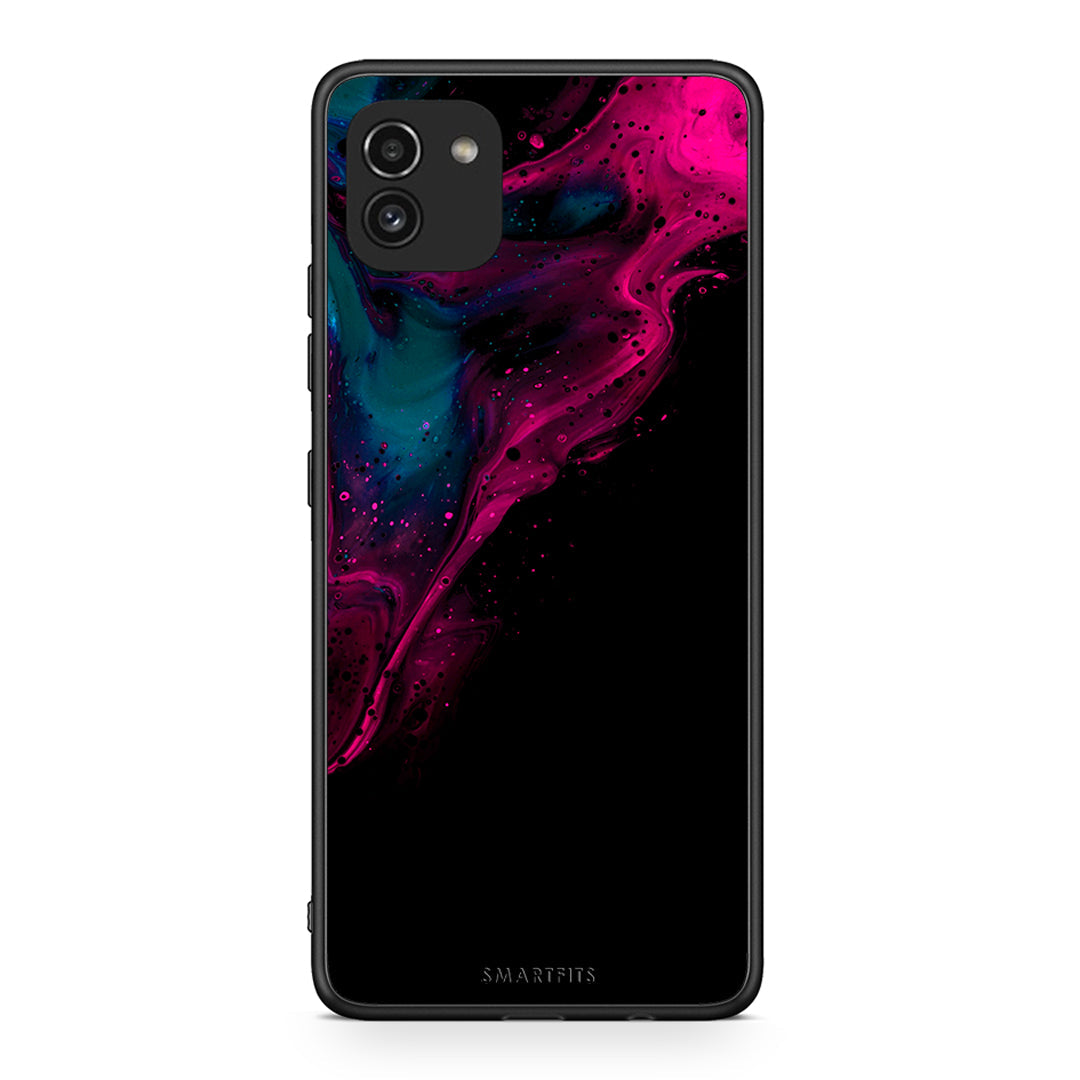 4 - Samsung A03 Pink Black Watercolor case, cover, bumper