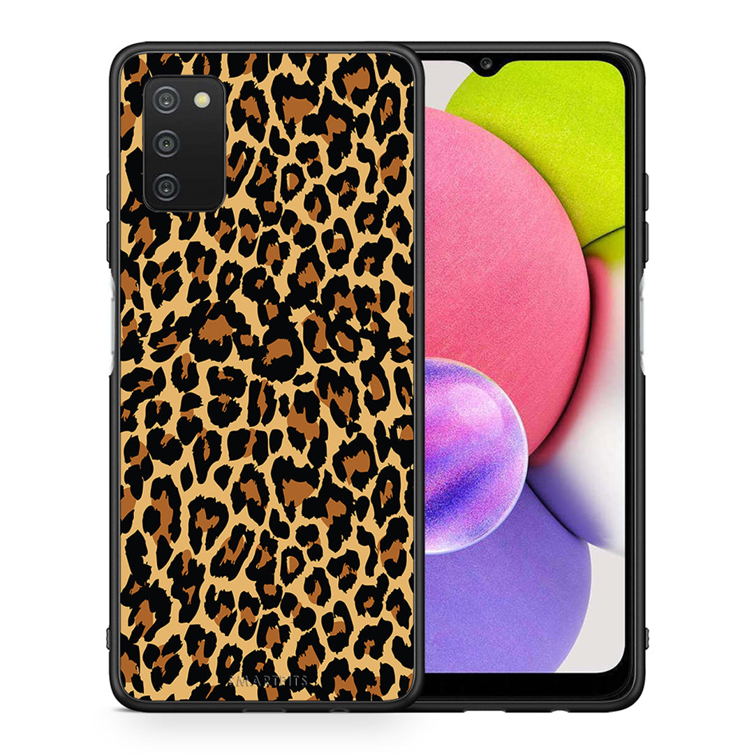 Θήκη Samsung A03s Leopard Animal από τη Smartfits με σχέδιο στο πίσω μέρος και μαύρο περίβλημα | Samsung A03s Leopard Animal case with colorful back and black bezels