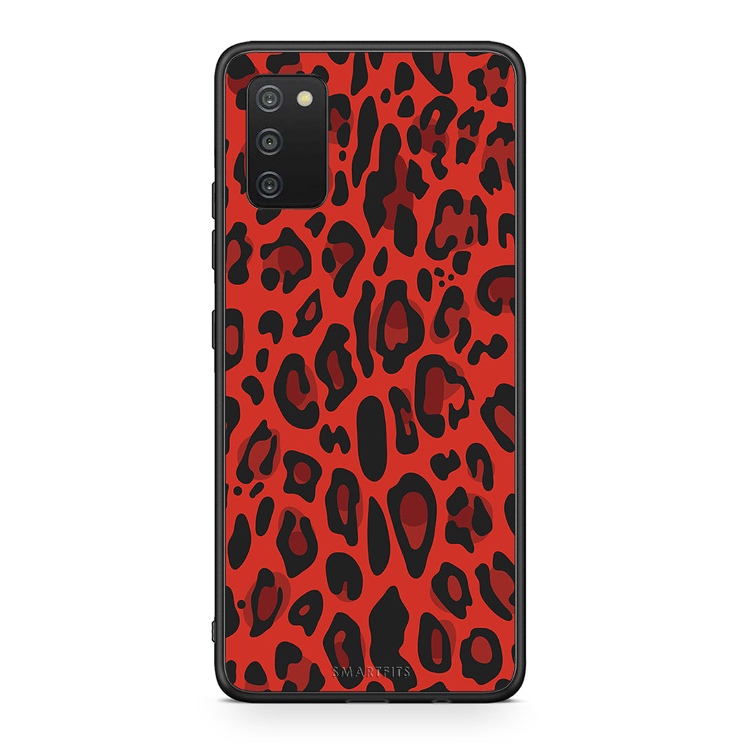 4 - Samsung A03s Red Leopard Animal case, cover, bumper