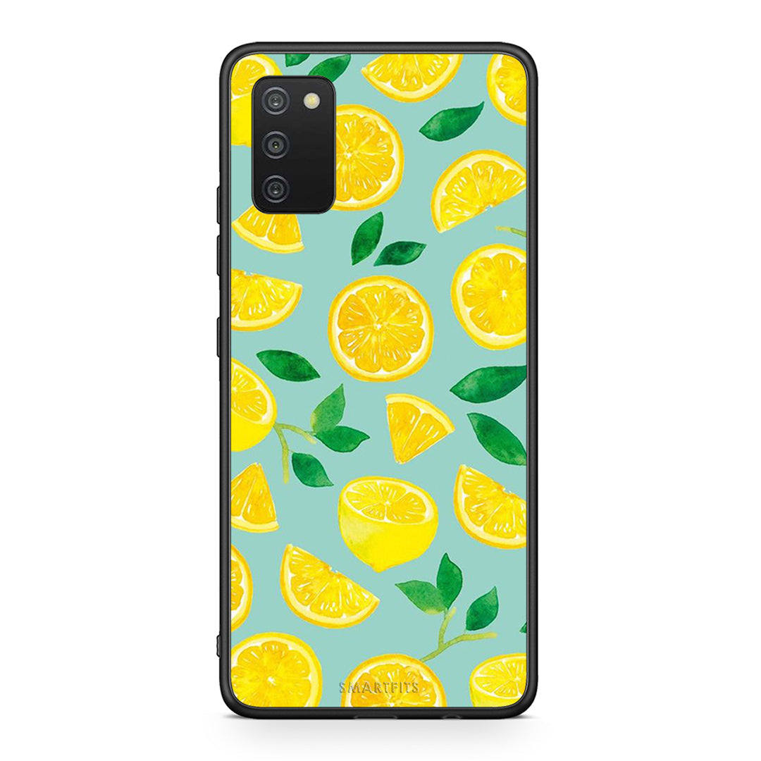 Samsung A03s Lemons θήκη από τη Smartfits με σχέδιο στο πίσω μέρος και μαύρο περίβλημα | Smartphone case with colorful back and black bezels by Smartfits