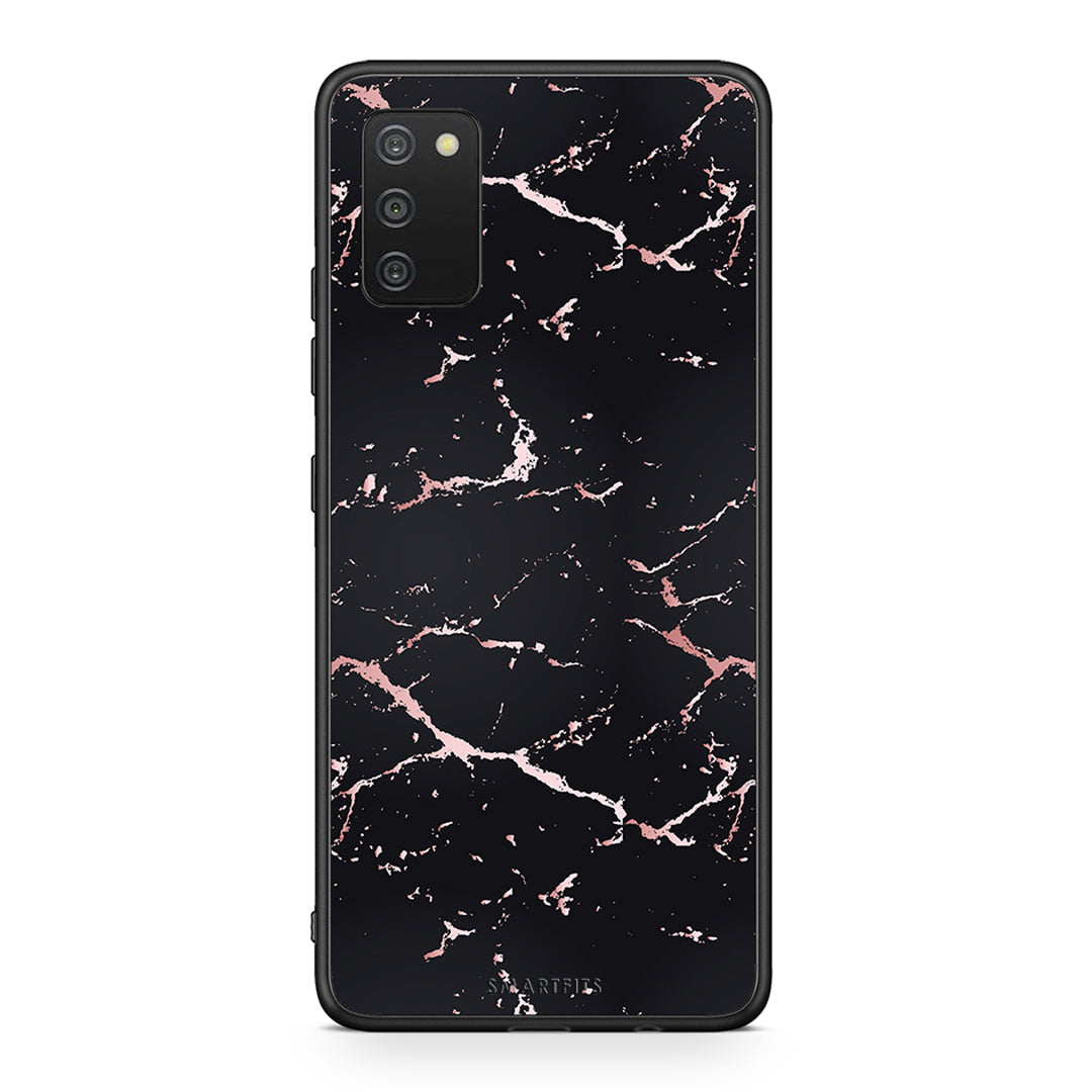 4 - Samsung A03s Black Rosegold Marble case, cover, bumper