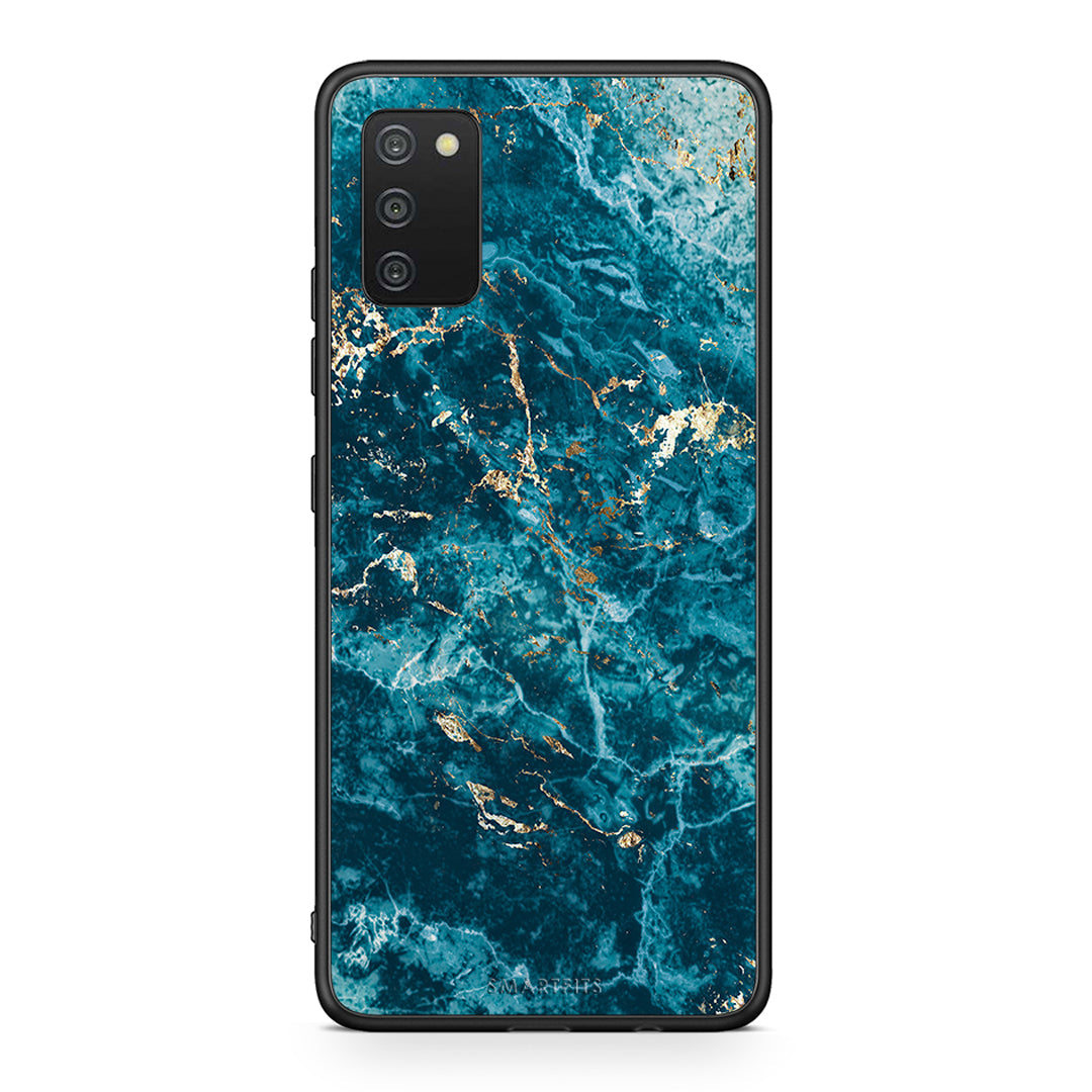 Samsung A03s Marble Blue θήκη από τη Smartfits με σχέδιο στο πίσω μέρος και μαύρο περίβλημα | Smartphone case with colorful back and black bezels by Smartfits