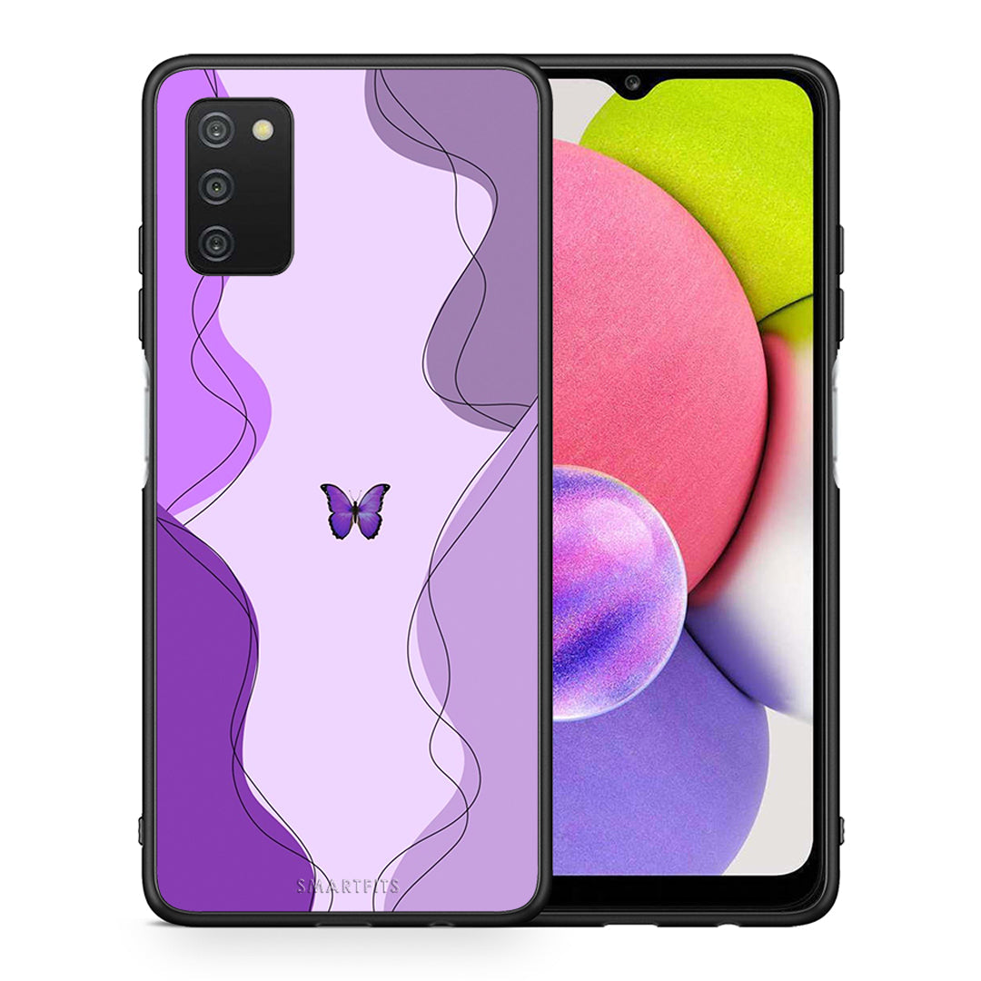 Purple Mariposa - Samsung Galaxy A03s θήκη