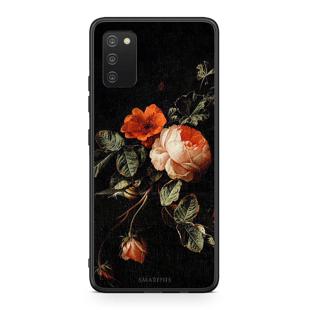Samsung A03s Vintage Roses θήκη από τη Smartfits με σχέδιο στο πίσω μέρος και μαύρο περίβλημα | Smartphone case with colorful back and black bezels by Smartfits