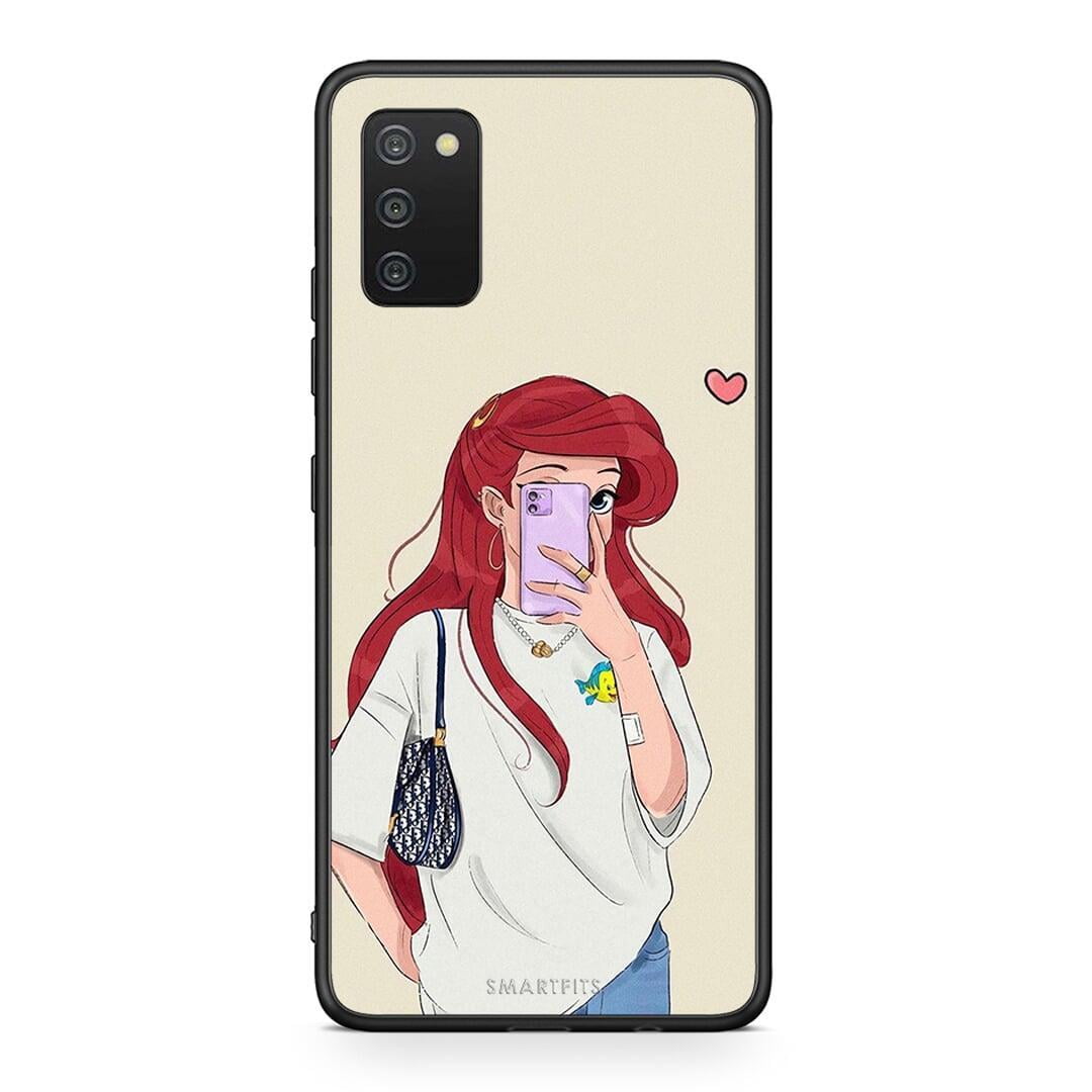 Samsung A03s Walking Mermaid Θήκη από τη Smartfits με σχέδιο στο πίσω μέρος και μαύρο περίβλημα | Smartphone case with colorful back and black bezels by Smartfits
