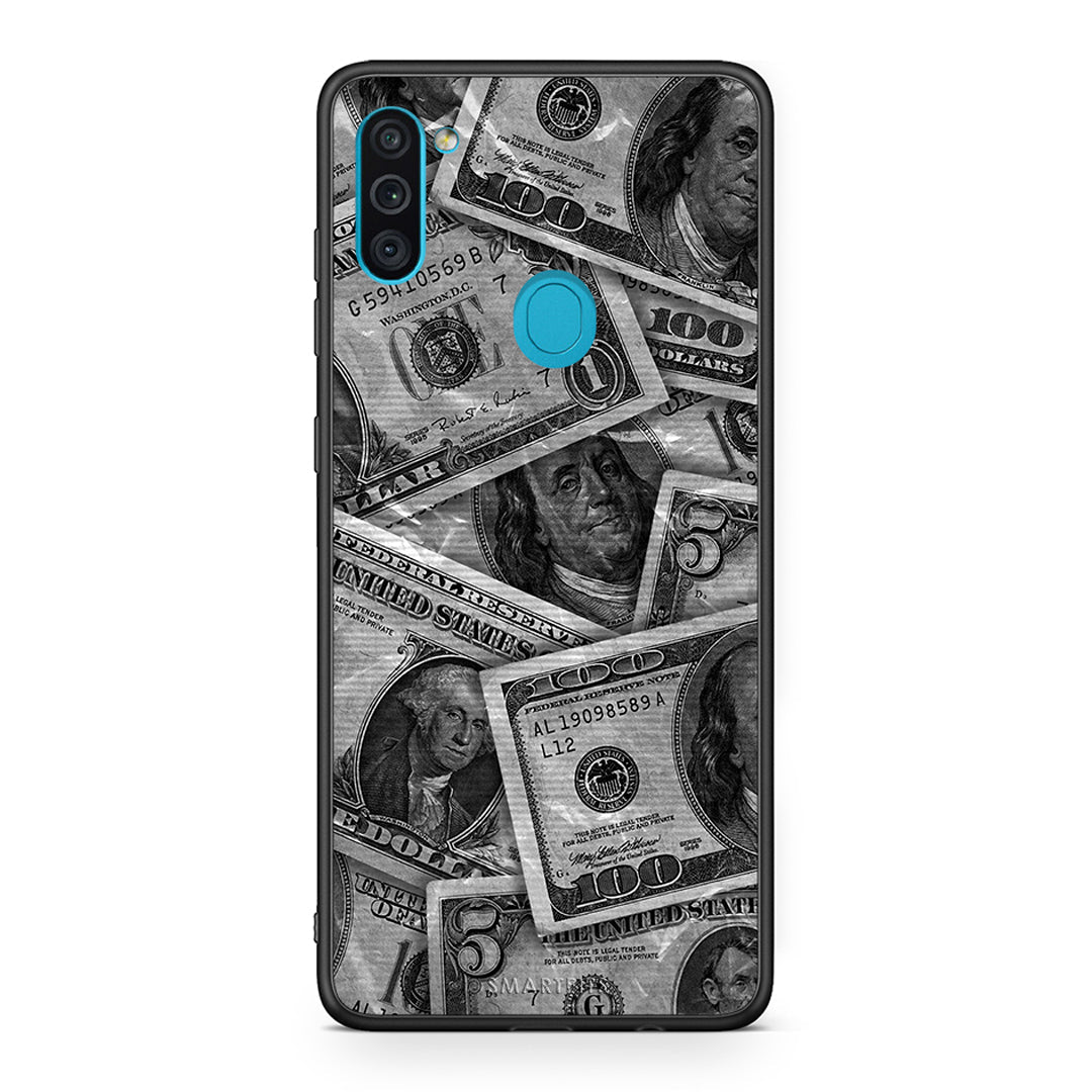 Samsung A11/M11 Money Dollars θήκη από τη Smartfits με σχέδιο στο πίσω μέρος και μαύρο περίβλημα | Smartphone case with colorful back and black bezels by Smartfits