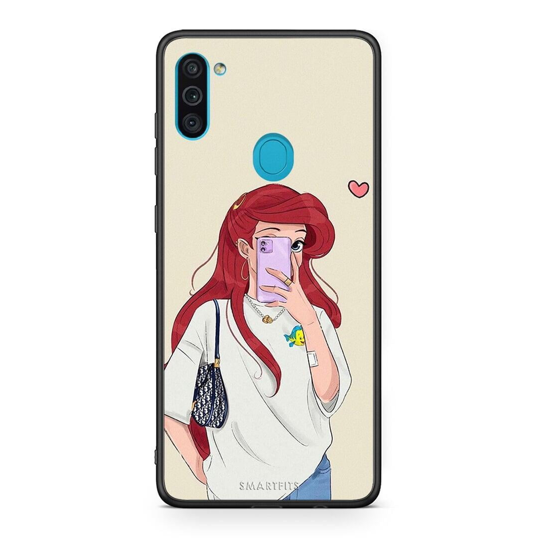 Samsung A11 / M11 Walking Mermaid Θήκη από τη Smartfits με σχέδιο στο πίσω μέρος και μαύρο περίβλημα | Smartphone case with colorful back and black bezels by Smartfits