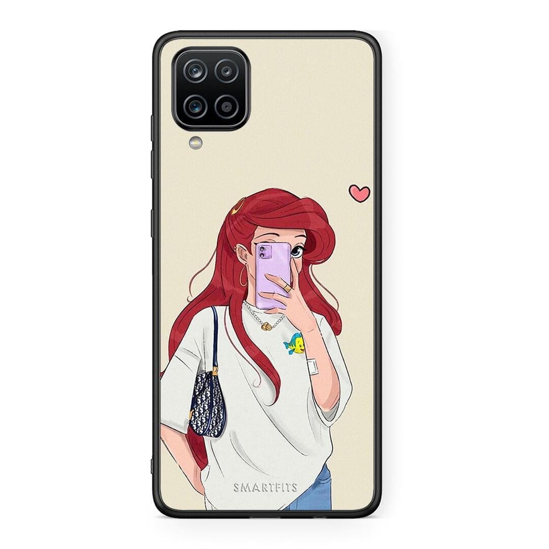 Samsung A12 Walking Mermaid Θήκη από τη Smartfits με σχέδιο στο πίσω μέρος και μαύρο περίβλημα | Smartphone case with colorful back and black bezels by Smartfits