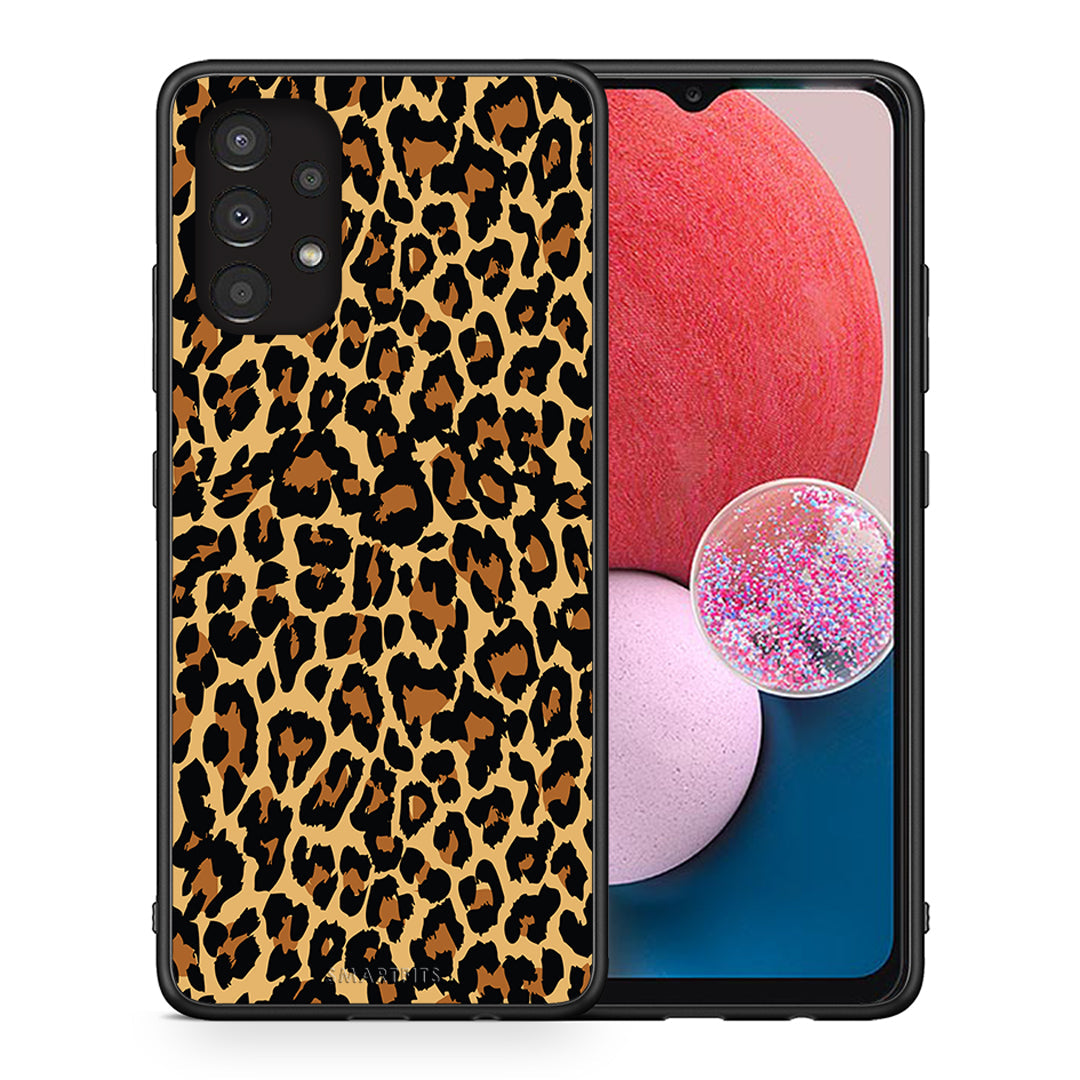 Θήκη Samsung A13 4G Leopard Animal από τη Smartfits με σχέδιο στο πίσω μέρος και μαύρο περίβλημα | Samsung A13 4G Leopard Animal case with colorful back and black bezels