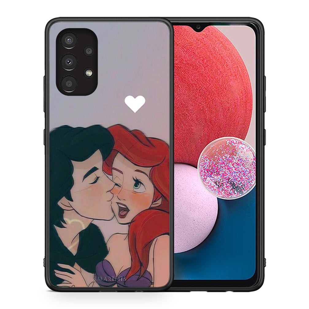 Θήκη Αγίου Βαλεντίνου Samsung A13 4G Mermaid Love από τη Smartfits με σχέδιο στο πίσω μέρος και μαύρο περίβλημα | Samsung A13 4G Mermaid Love case with colorful back and black bezels