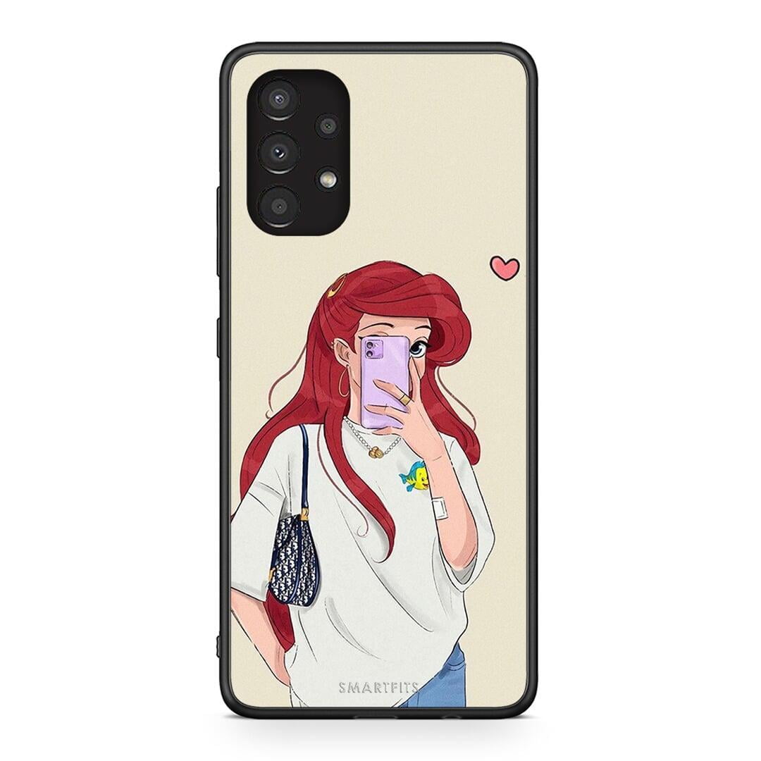 Samsung A13 4G Walking Mermaid Θήκη από τη Smartfits με σχέδιο στο πίσω μέρος και μαύρο περίβλημα | Smartphone case with colorful back and black bezels by Smartfits