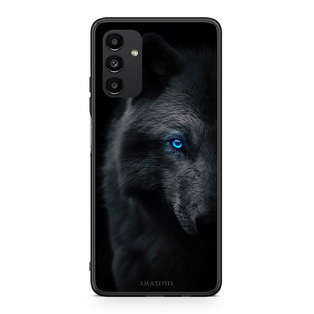 Samsung A04s Dark Wolf θήκη από τη Smartfits με σχέδιο στο πίσω μέρος και μαύρο περίβλημα | Smartphone case with colorful back and black bezels by Smartfits