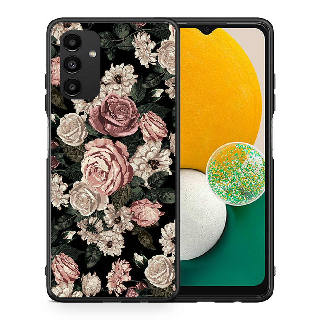 Θήκη Samsung A04s Wild Roses Flower από τη Smartfits με σχέδιο στο πίσω μέρος και μαύρο περίβλημα | Samsung A04s Wild Roses Flower case with colorful back and black bezels