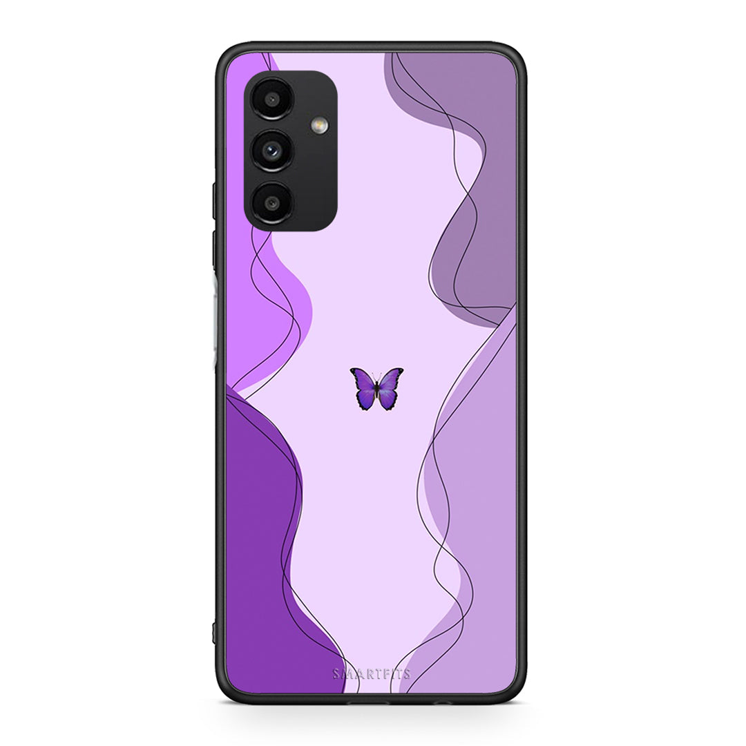 Samsung A04s Purple Mariposa Θήκη Αγίου Βαλεντίνου από τη Smartfits με σχέδιο στο πίσω μέρος και μαύρο περίβλημα | Smartphone case with colorful back and black bezels by Smartfits