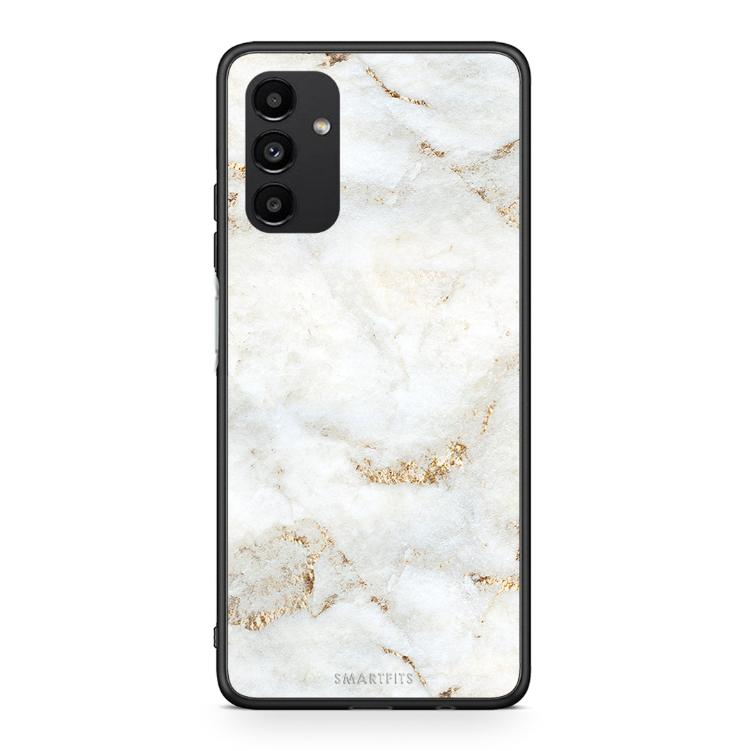 Samsung A04s White Gold Marble θήκη από τη Smartfits με σχέδιο στο πίσω μέρος και μαύρο περίβλημα | Smartphone case with colorful back and black bezels by Smartfits