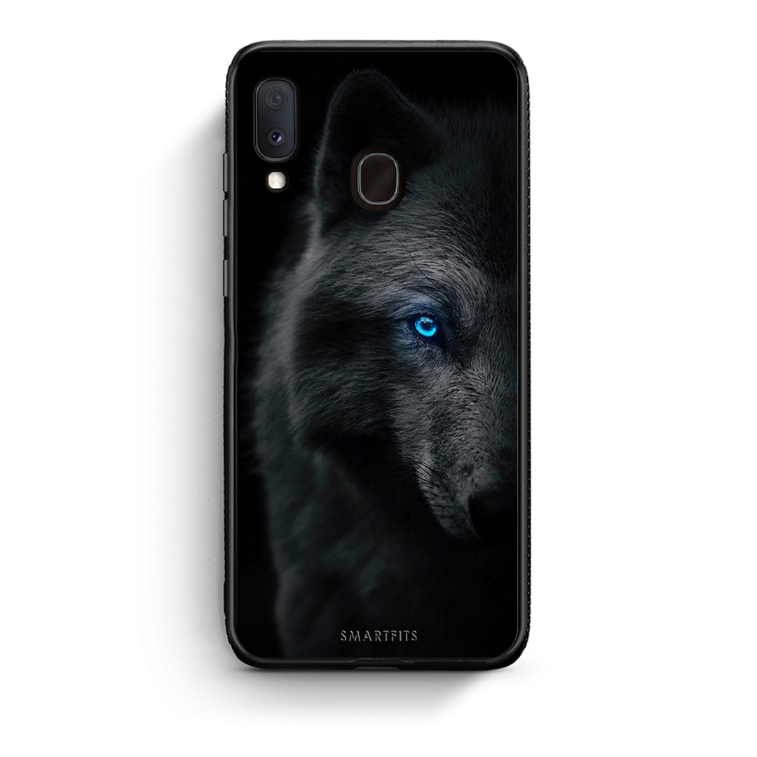 Samsung A20e Dark Wolf θήκη από τη Smartfits με σχέδιο στο πίσω μέρος και μαύρο περίβλημα | Smartphone case with colorful back and black bezels by Smartfits
