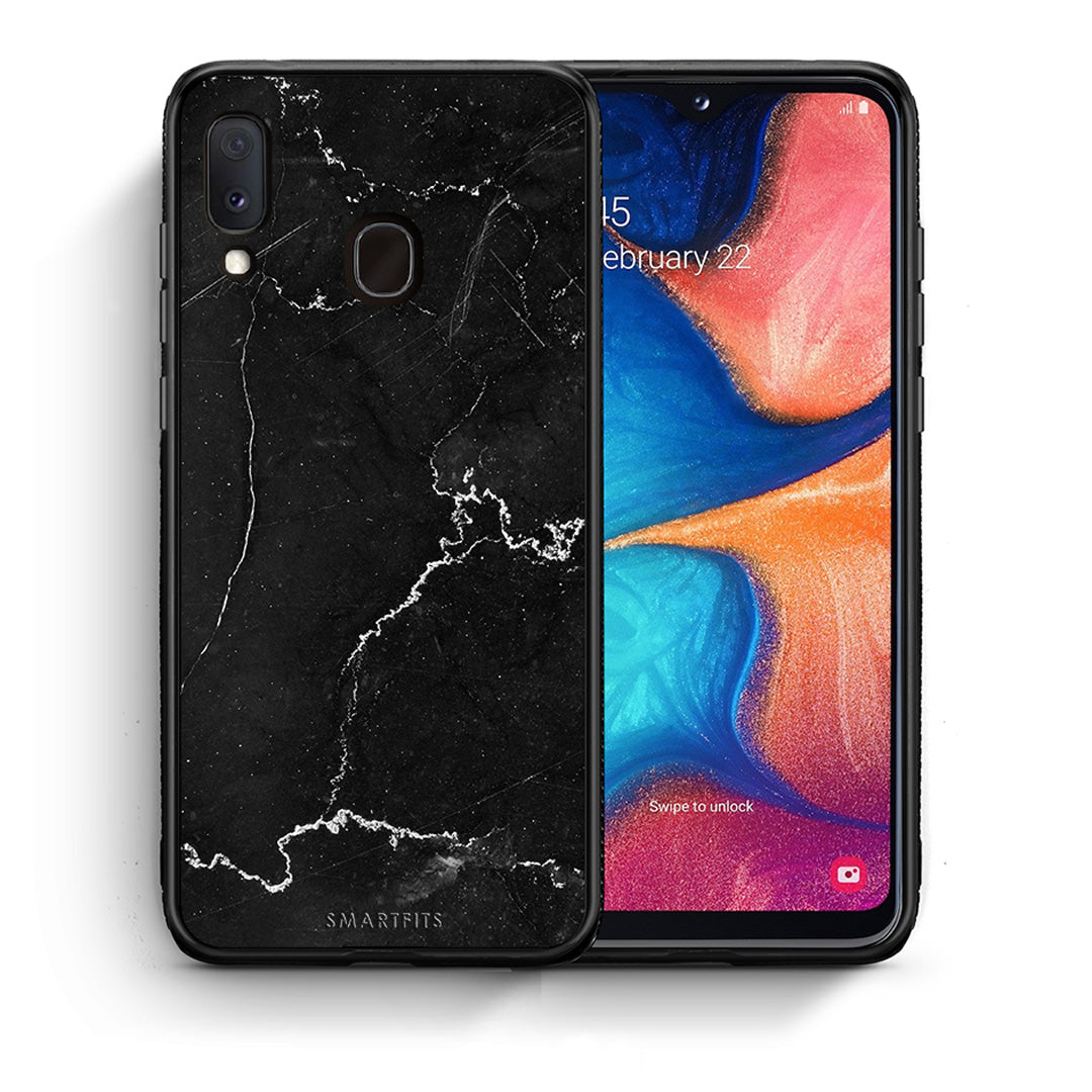 Θήκη Samsung Galaxy A30 Marble Black από τη Smartfits με σχέδιο στο πίσω μέρος και μαύρο περίβλημα | Samsung Galaxy A30 Marble Black case with colorful back and black bezels