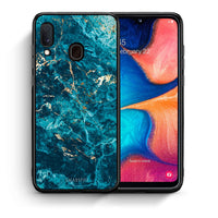 Thumbnail for Θήκη Samsung Galaxy A30 Marble Blue από τη Smartfits με σχέδιο στο πίσω μέρος και μαύρο περίβλημα | Samsung Galaxy A30 Marble Blue case with colorful back and black bezels