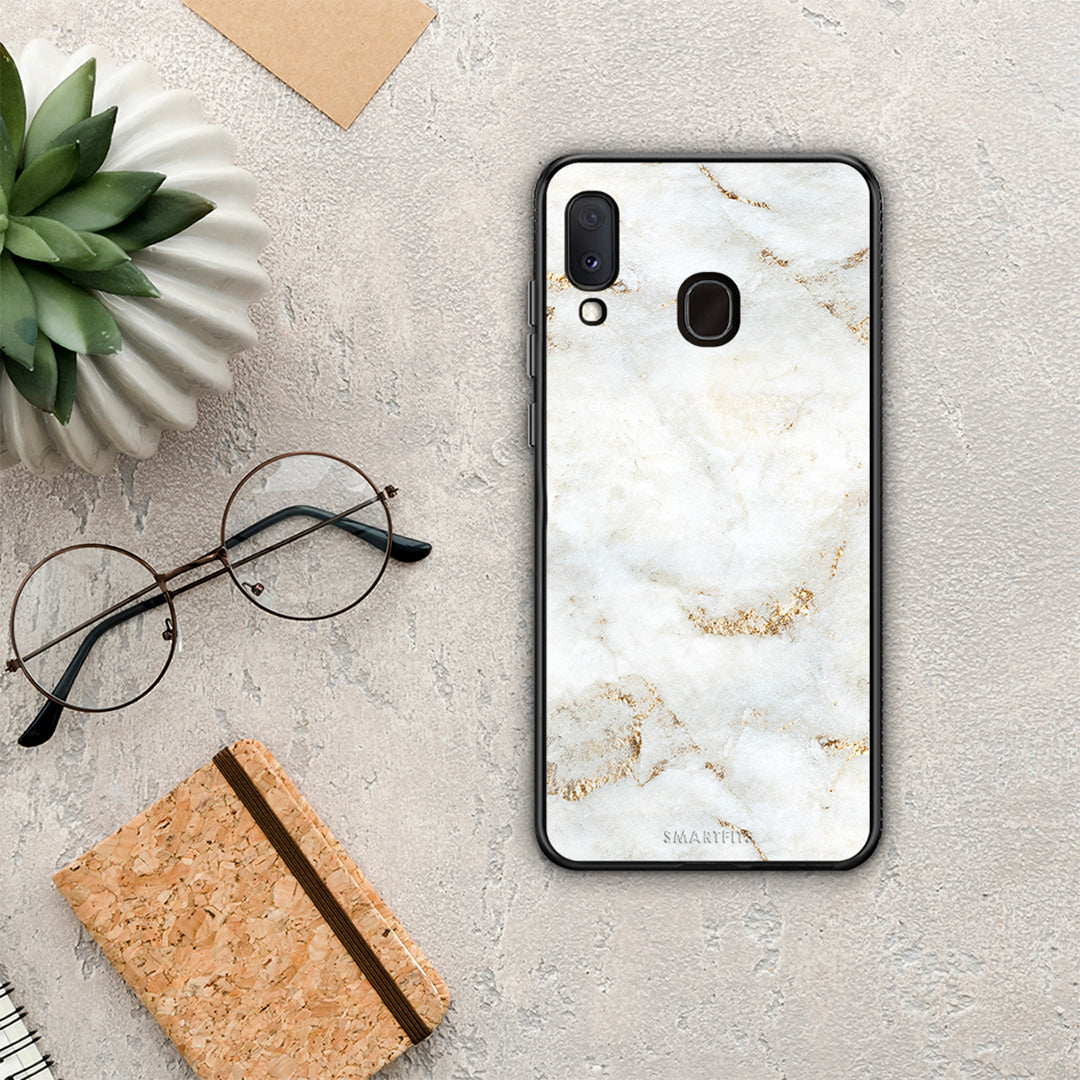White Gold Marble - Samsung Galaxy M20 θήκη