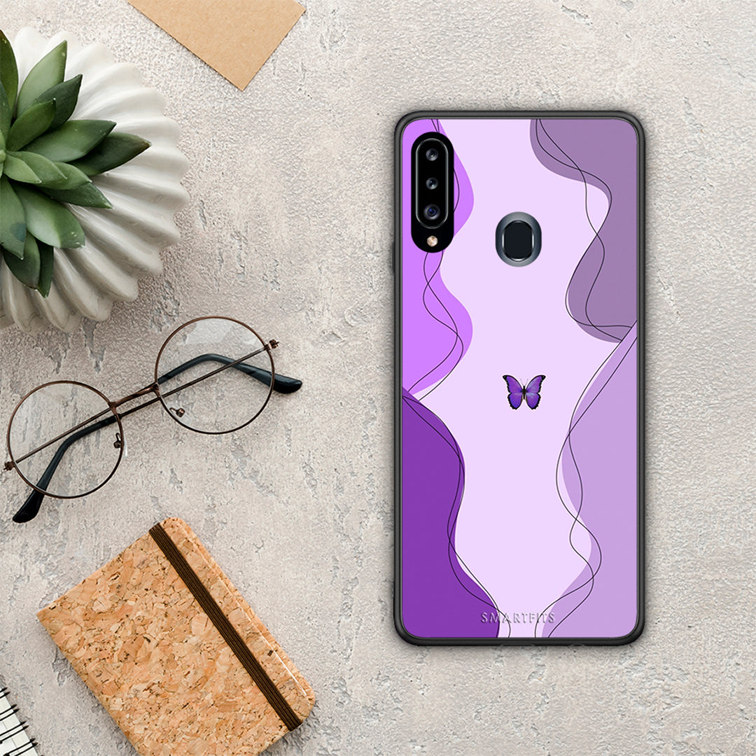 Purple Mariposa - Samsung Galaxy A20s θήκη