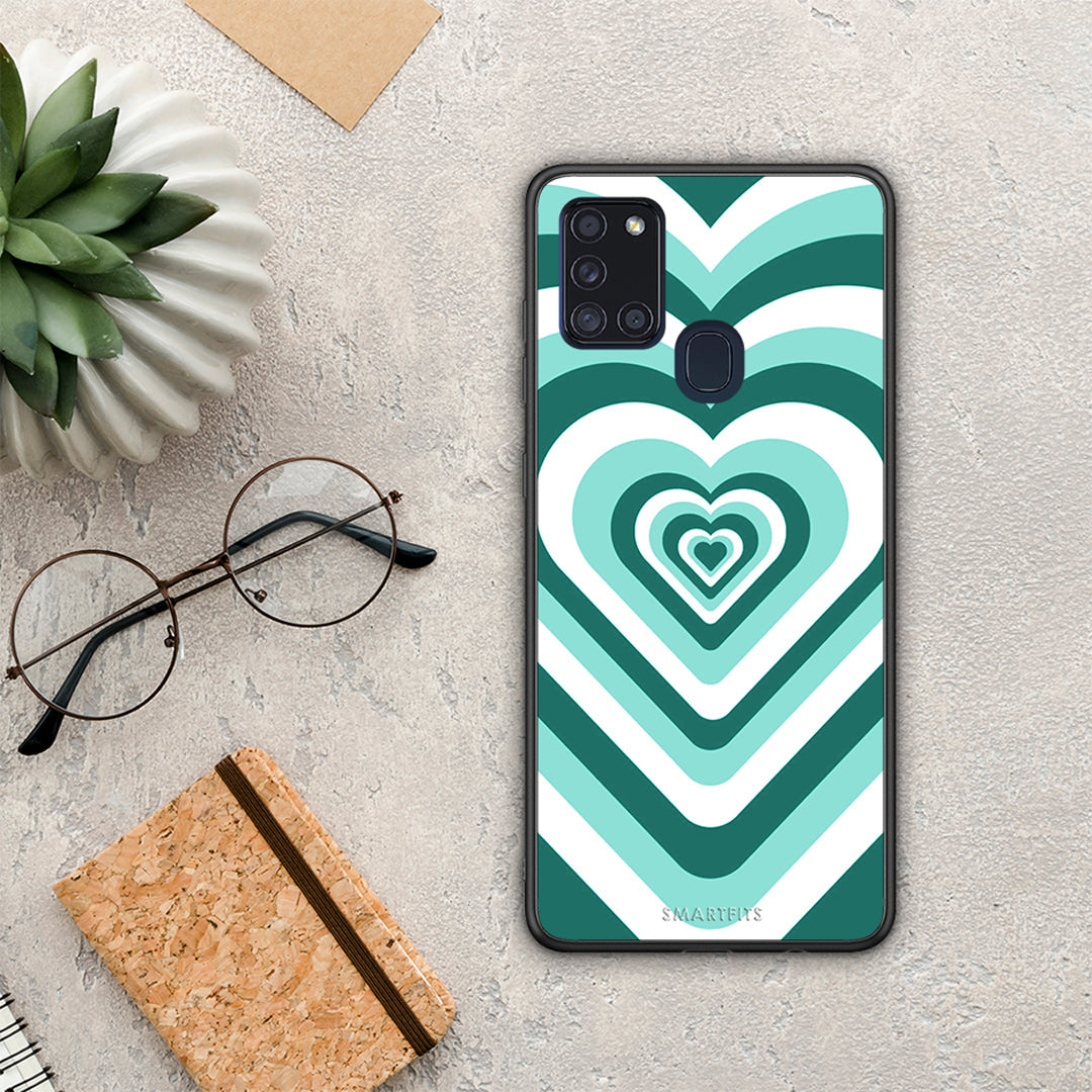Green Hearts - Samsung Galaxy A21s θήκη