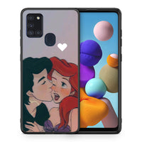 Thumbnail for Θήκη Αγίου Βαλεντίνου Samsung A21s Mermaid Love από τη Smartfits με σχέδιο στο πίσω μέρος και μαύρο περίβλημα | Samsung A21s Mermaid Love case with colorful back and black bezels