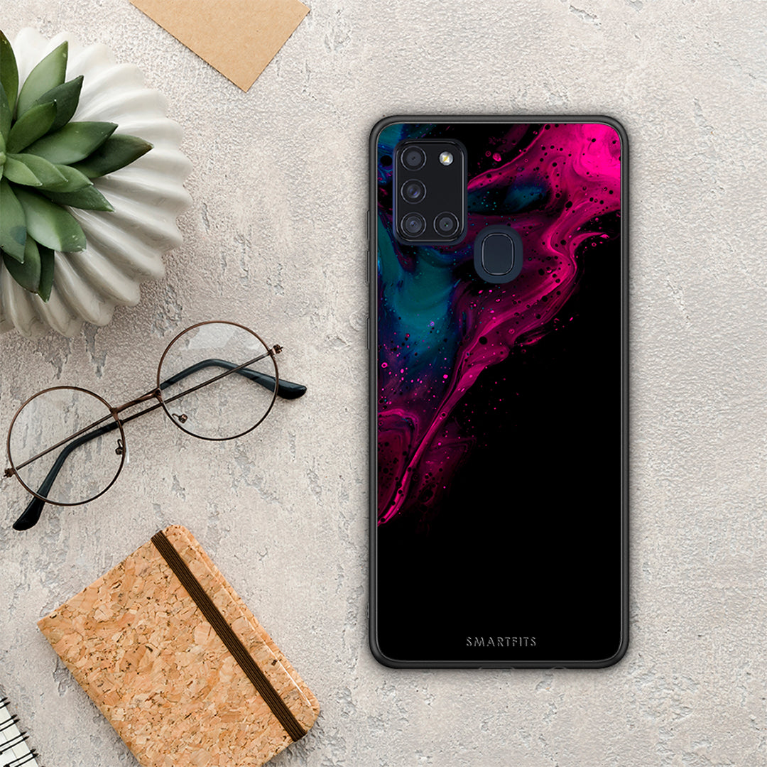 Watercolor Pink Black - Samsung Galaxy A21s θήκη