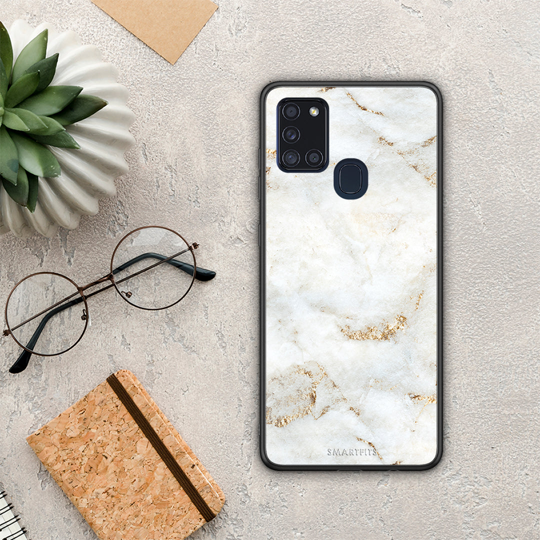 White Gold Marble - Samsung Galaxy A21s θήκη