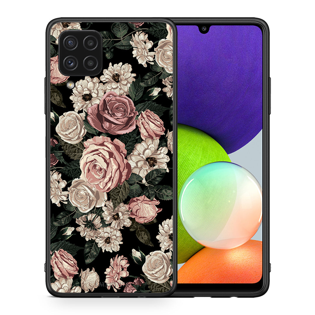 Θήκη Samsung A22 4G Wild Roses Flower από τη Smartfits με σχέδιο στο πίσω μέρος και μαύρο περίβλημα | Samsung A22 4G Wild Roses Flower case with colorful back and black bezels