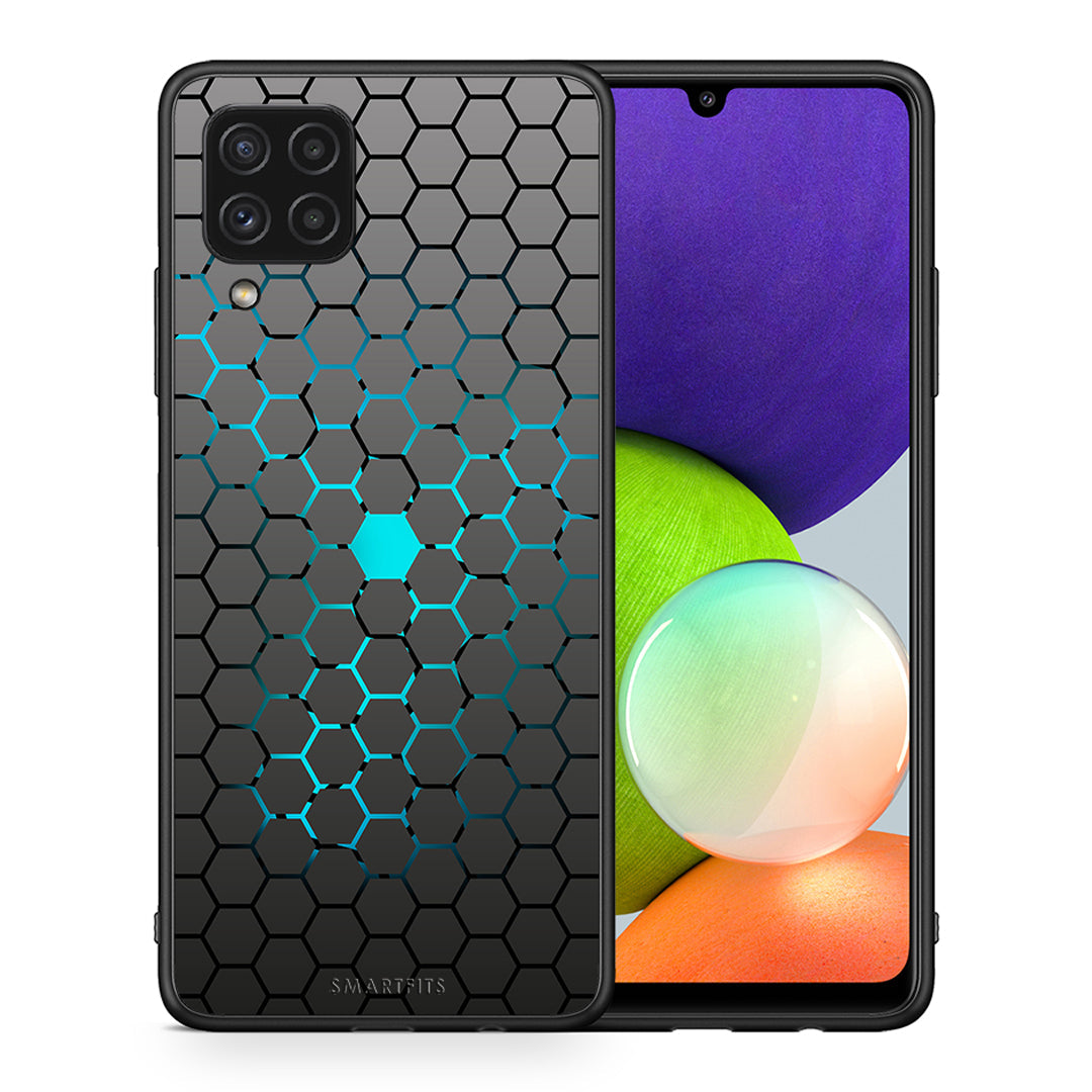 Θήκη Samsung A22 4G Hexagonal Geometric από τη Smartfits με σχέδιο στο πίσω μέρος και μαύρο περίβλημα | Samsung A22 4G Hexagonal Geometric case with colorful back and black bezels