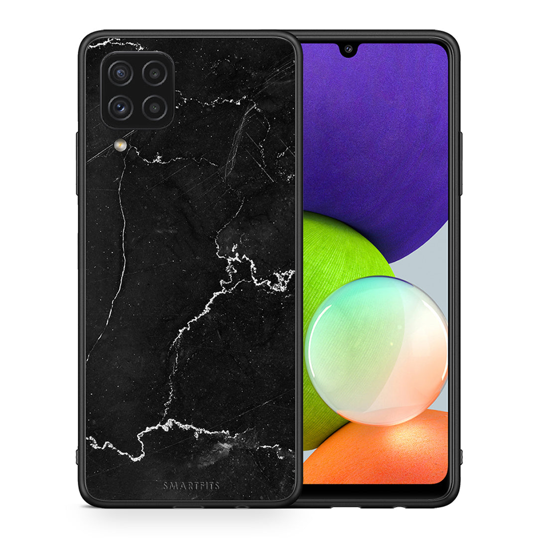 Θήκη Samsung A22 4G Marble Black από τη Smartfits με σχέδιο στο πίσω μέρος και μαύρο περίβλημα | Samsung A22 4G Marble Black case with colorful back and black bezels