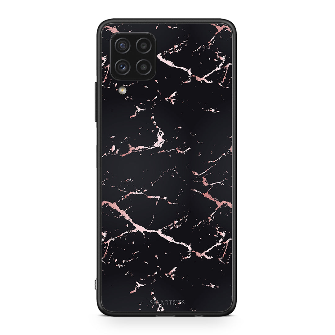 4 - Samsung A22 4G Black Rosegold Marble case, cover, bumper