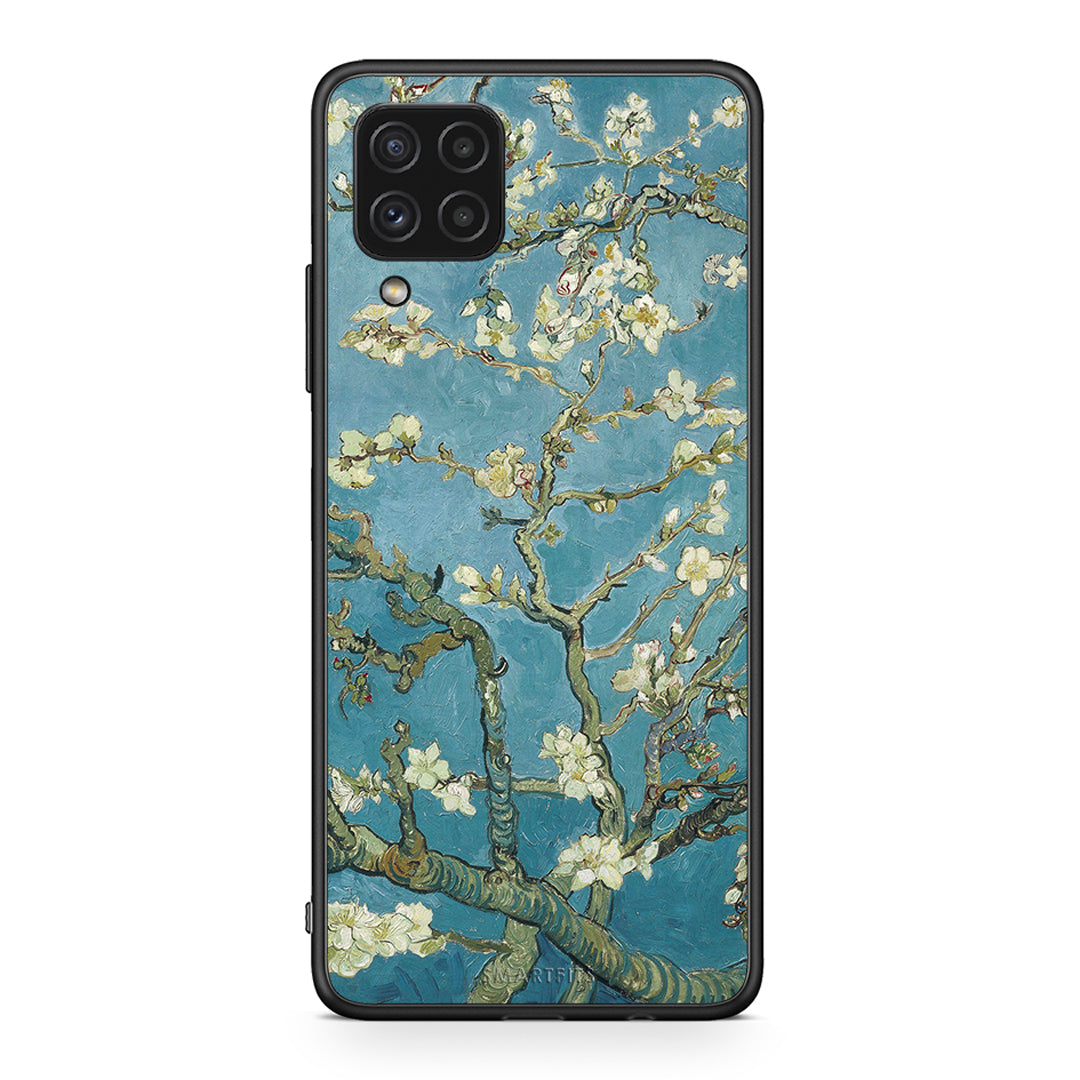 Samsung A22 4G White Blossoms θήκη από τη Smartfits με σχέδιο στο πίσω μέρος και μαύρο περίβλημα | Smartphone case with colorful back and black bezels by Smartfits