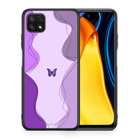 Thumbnail for Θήκη Αγίου Βαλεντίνου Samsung A22 5G Purple Mariposa από τη Smartfits με σχέδιο στο πίσω μέρος και μαύρο περίβλημα | Samsung A22 5G Purple Mariposa case with colorful back and black bezels