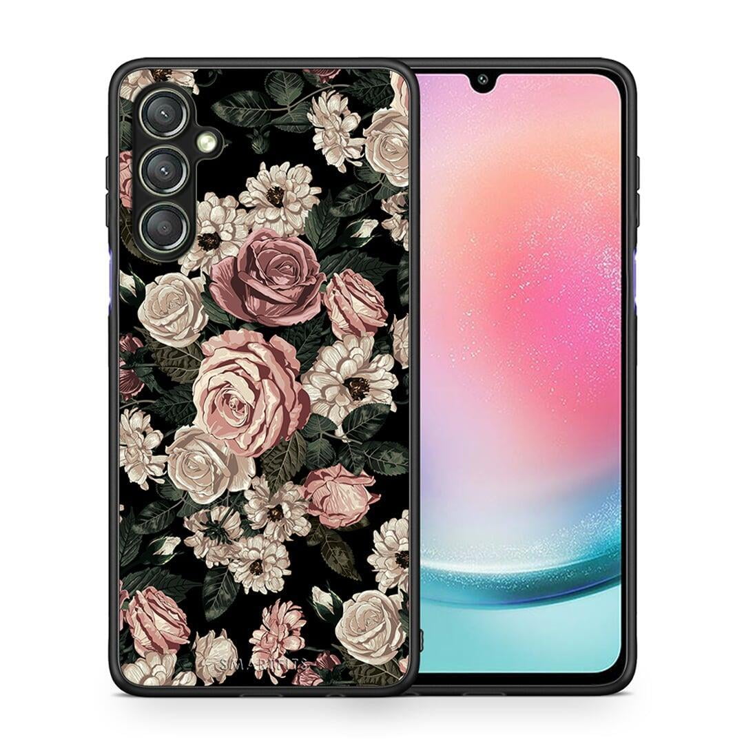 Θήκη Samsung Galaxy A24 4G Flower Wild Roses από τη Smartfits με σχέδιο στο πίσω μέρος και μαύρο περίβλημα | Samsung Galaxy A24 4G Flower Wild Roses Case with Colorful Back and Black Bezels