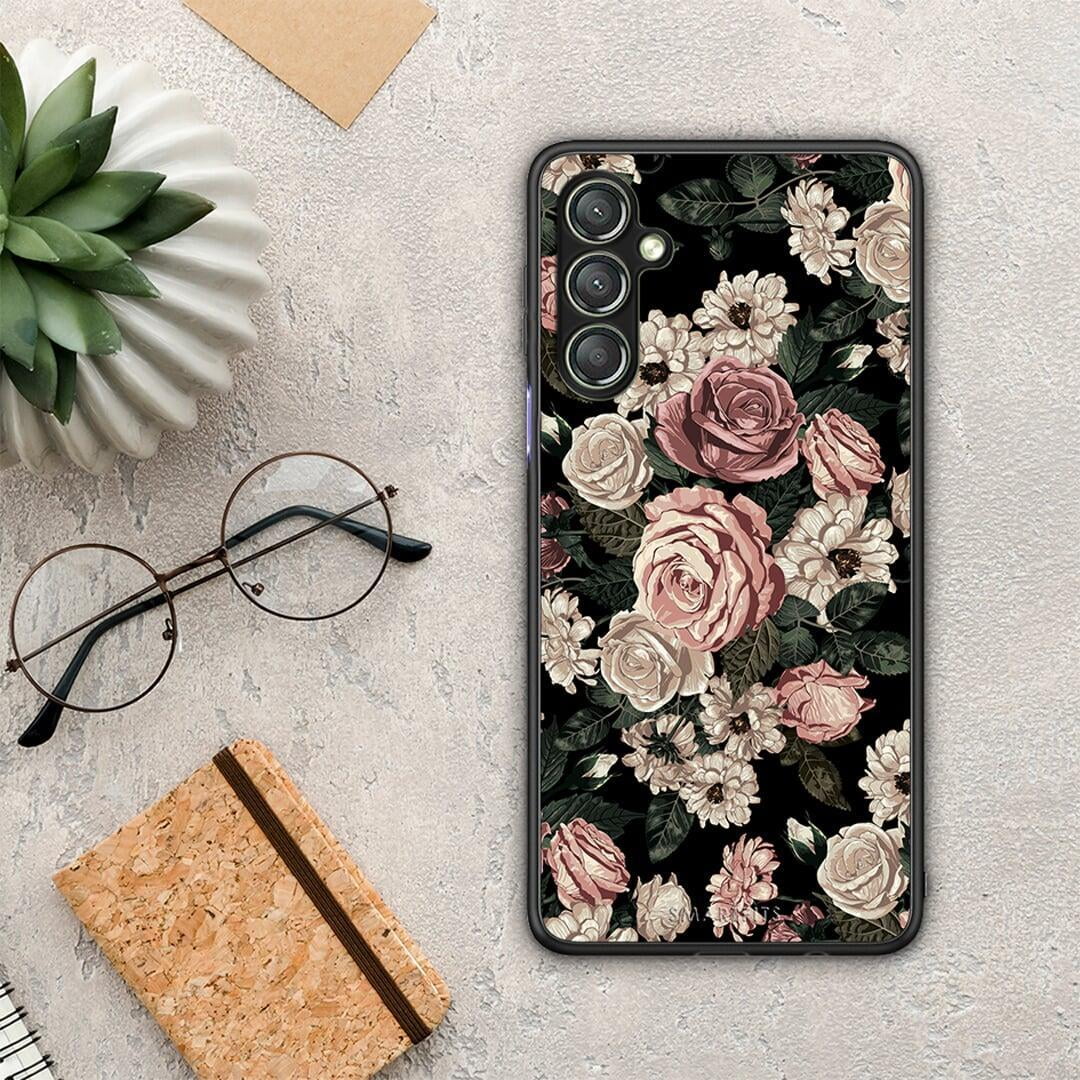 Θήκη Samsung Galaxy A24 4G Flower Wild Roses από τη Smartfits με σχέδιο στο πίσω μέρος και μαύρο περίβλημα | Samsung Galaxy A24 4G Flower Wild Roses Case with Colorful Back and Black Bezels