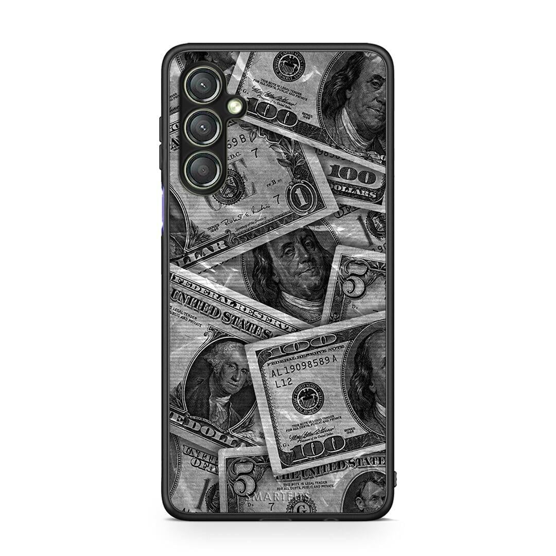 Θήκη Samsung Galaxy A24 4G Money Dollars από τη Smartfits με σχέδιο στο πίσω μέρος και μαύρο περίβλημα | Samsung Galaxy A24 4G Money Dollars Case with Colorful Back and Black Bezels