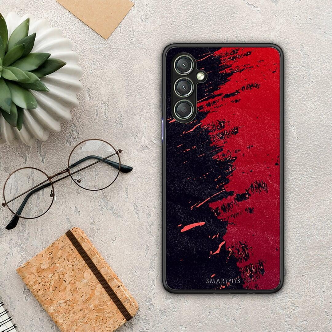 Θήκη Samsung Galaxy A24 4G Red Paint από τη Smartfits με σχέδιο στο πίσω μέρος και μαύρο περίβλημα | Samsung Galaxy A24 4G Red Paint Case with Colorful Back and Black Bezels