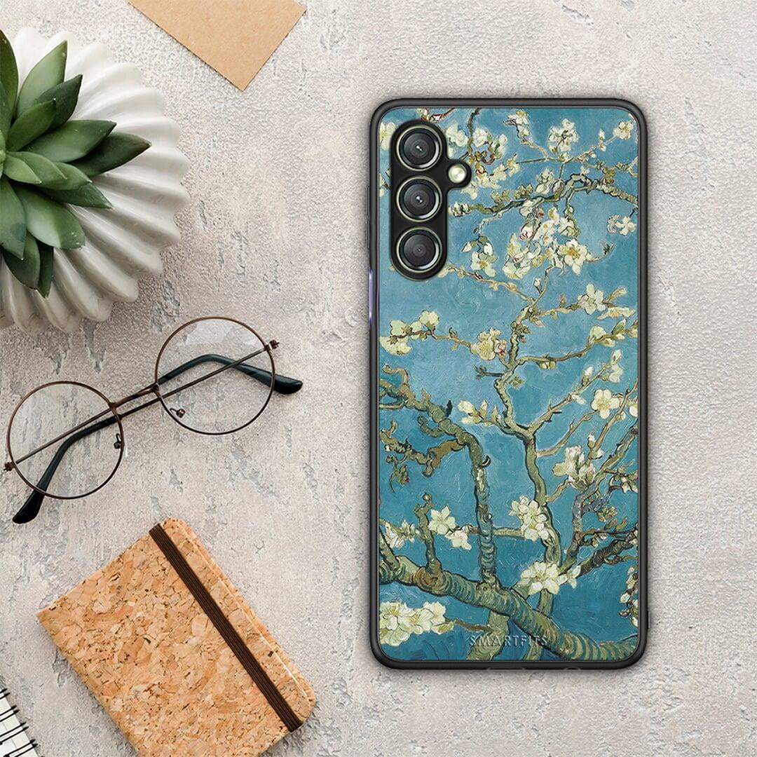 Θήκη Samsung Galaxy A24 4G White Blossoms από τη Smartfits με σχέδιο στο πίσω μέρος και μαύρο περίβλημα | Samsung Galaxy A24 4G White Blossoms Case with Colorful Back and Black Bezels