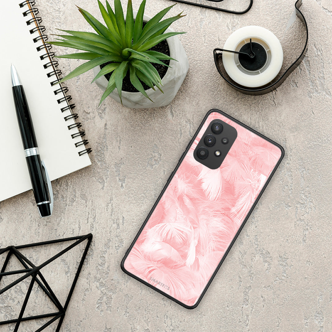 Boho Pink Feather - Samsung Galaxy A32 4G θήκη