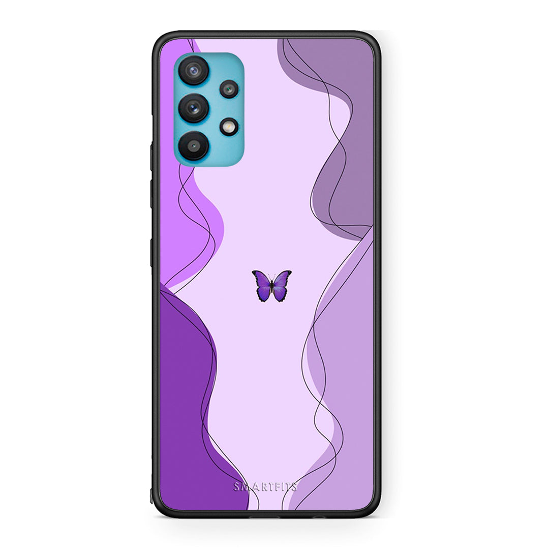Samsung Galaxy A32 5G Purple Mariposa Θήκη Αγίου Βαλεντίνου από τη Smartfits με σχέδιο στο πίσω μέρος και μαύρο περίβλημα | Smartphone case with colorful back and black bezels by Smartfits