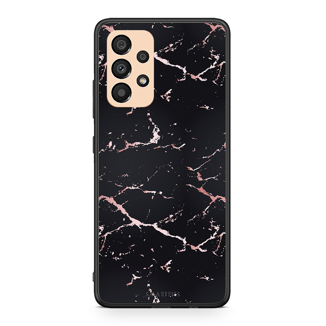 4 - Samsung A33 5G Black Rosegold Marble case, cover, bumper