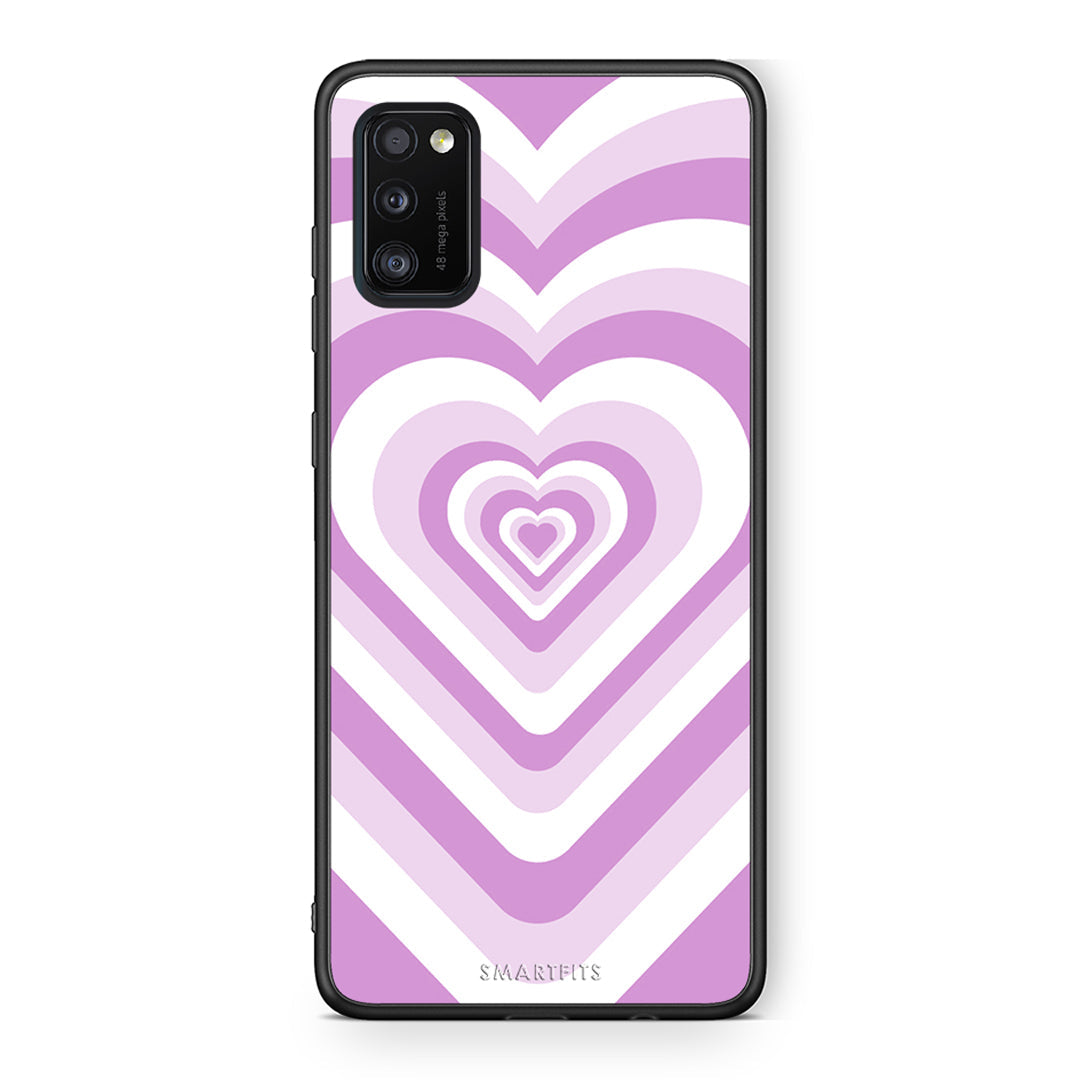 Samsung A41 Lilac Hearts θήκη από τη Smartfits με σχέδιο στο πίσω μέρος και μαύρο περίβλημα | Smartphone case with colorful back and black bezels by Smartfits